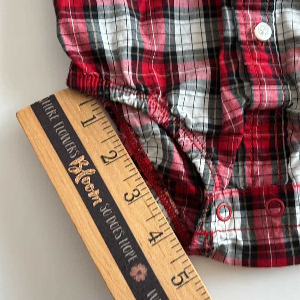 Carter’s 18M Long Sleeve Button Down Shirt Bodysuit snap bottom 18M Christmas